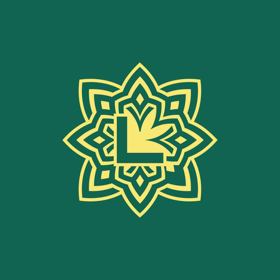 amarelo verde moderno e elegante inicial carta eu simétrico floral estético logotipo vetor
