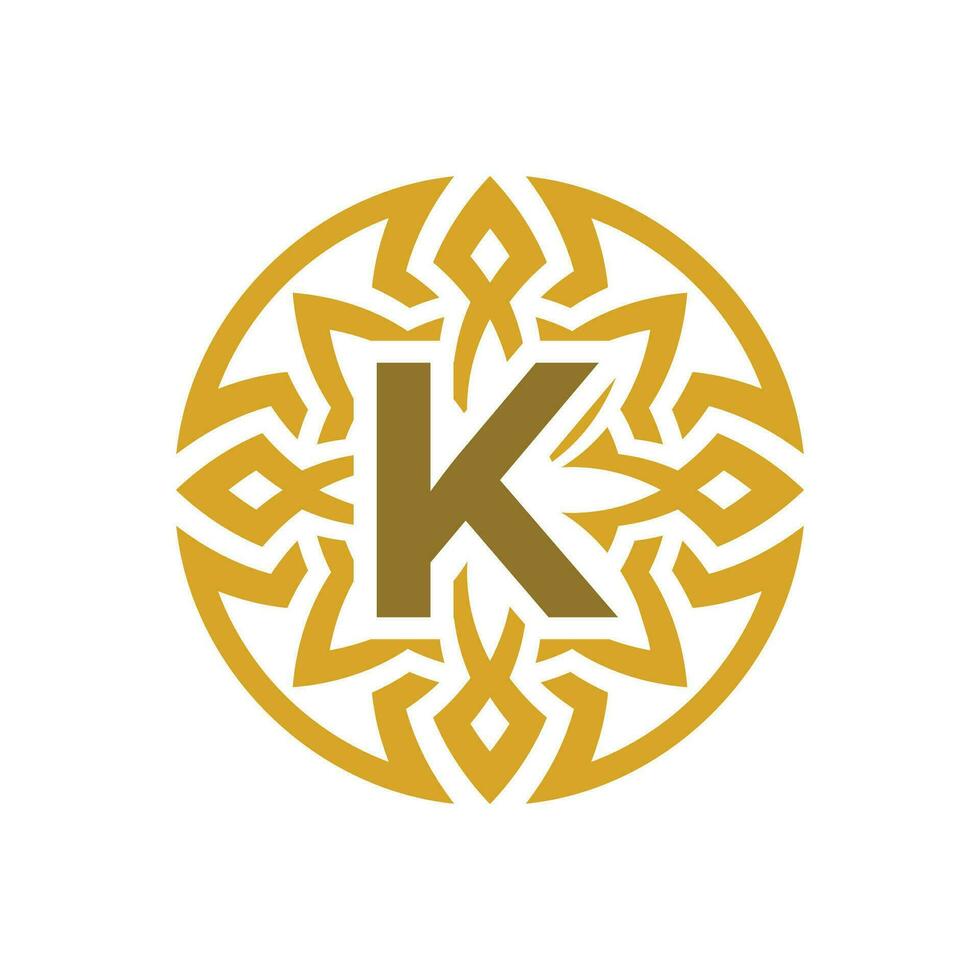 elegante emblema crachá inicial carta k étnico antigo padronizar círculo logotipo vetor