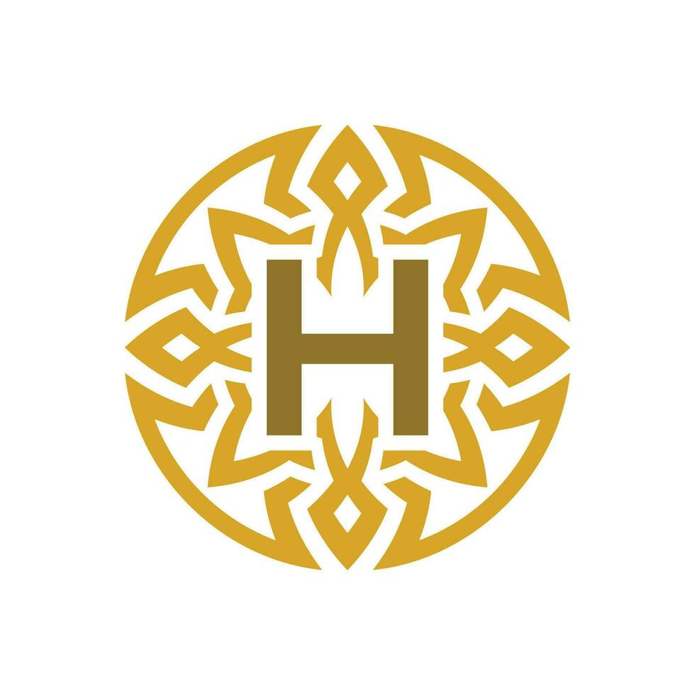 elegante emblema crachá inicial carta h étnico antigo padronizar círculo logotipo vetor