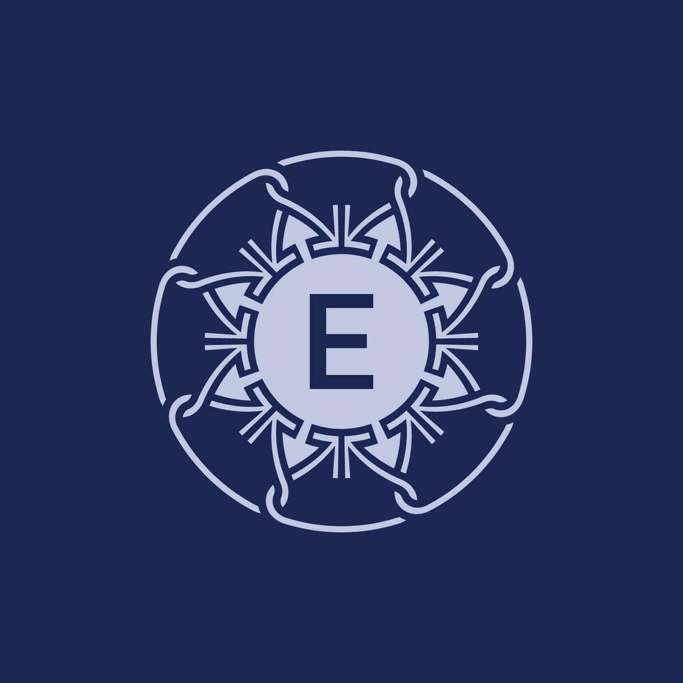 único e elegante inicial carta e alfabeto círculo ornamental emblema logotipo vetor