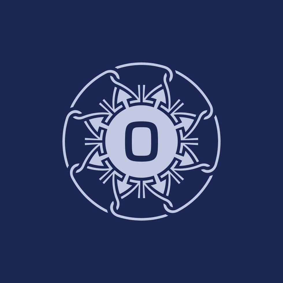 único e elegante inicial carta o alfabeto círculo ornamental emblema logotipo vetor