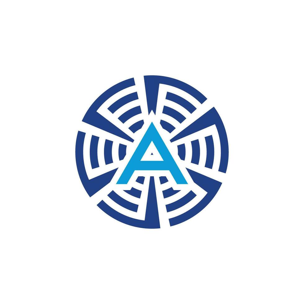 inicial carta uma circular tecnologia emblema logotipo vetor