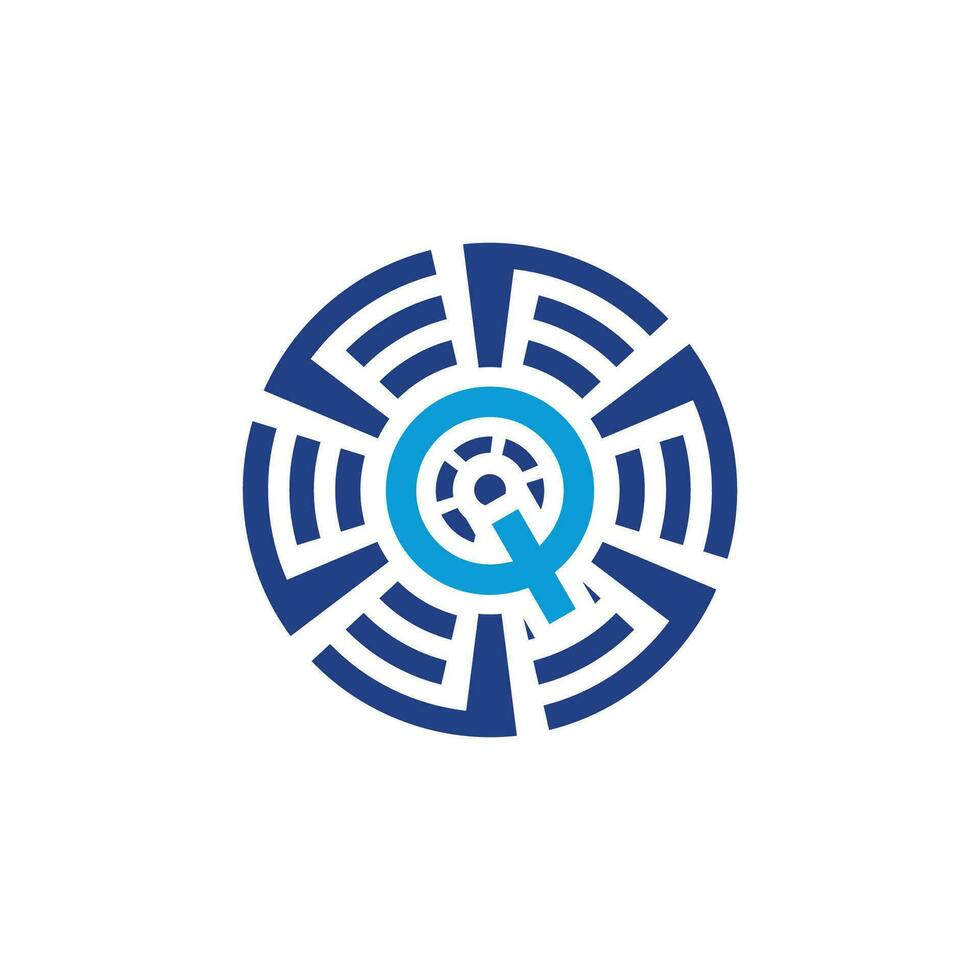 inicial carta q circular tecnologia emblema logotipo vetor