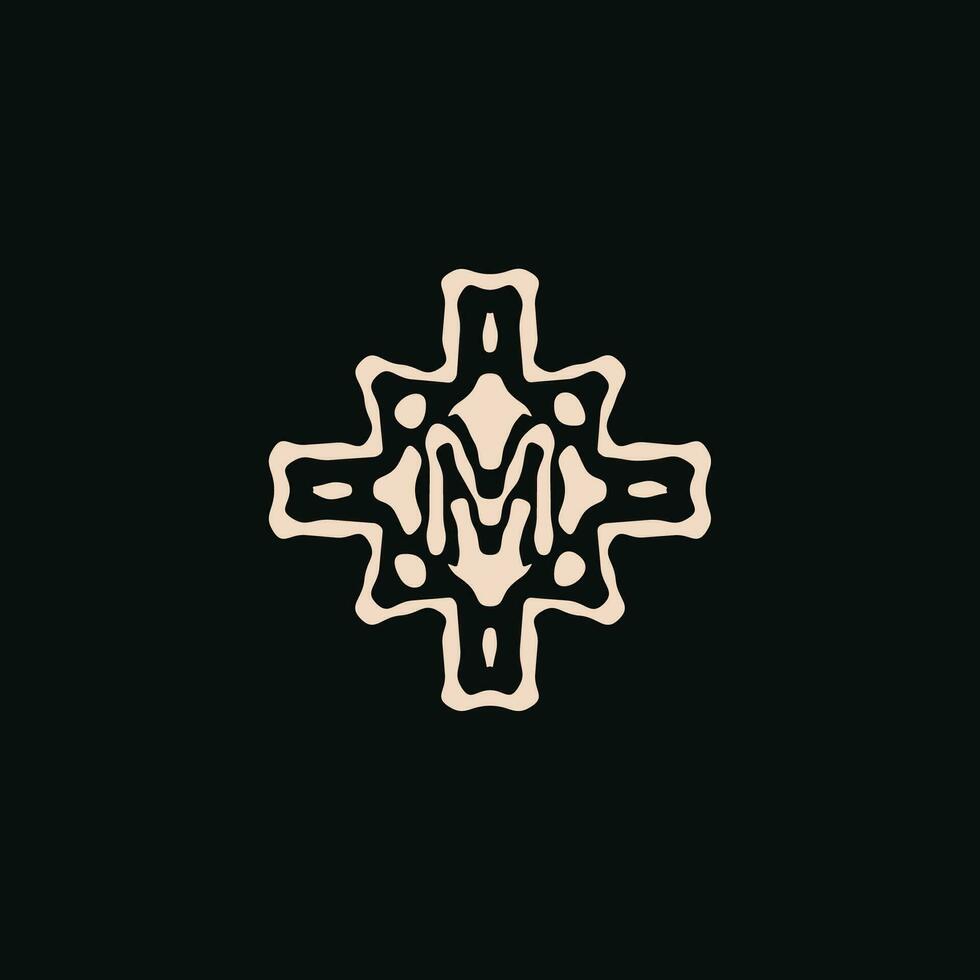 inicial carta m logotipo. único tribo étnico enfeite antigo emblema vetor