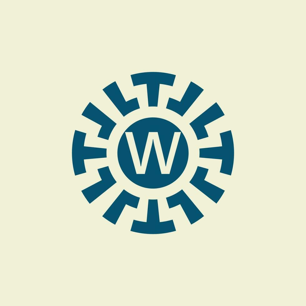 inicial carta W ornamental círculo emblema único padronizar vetor