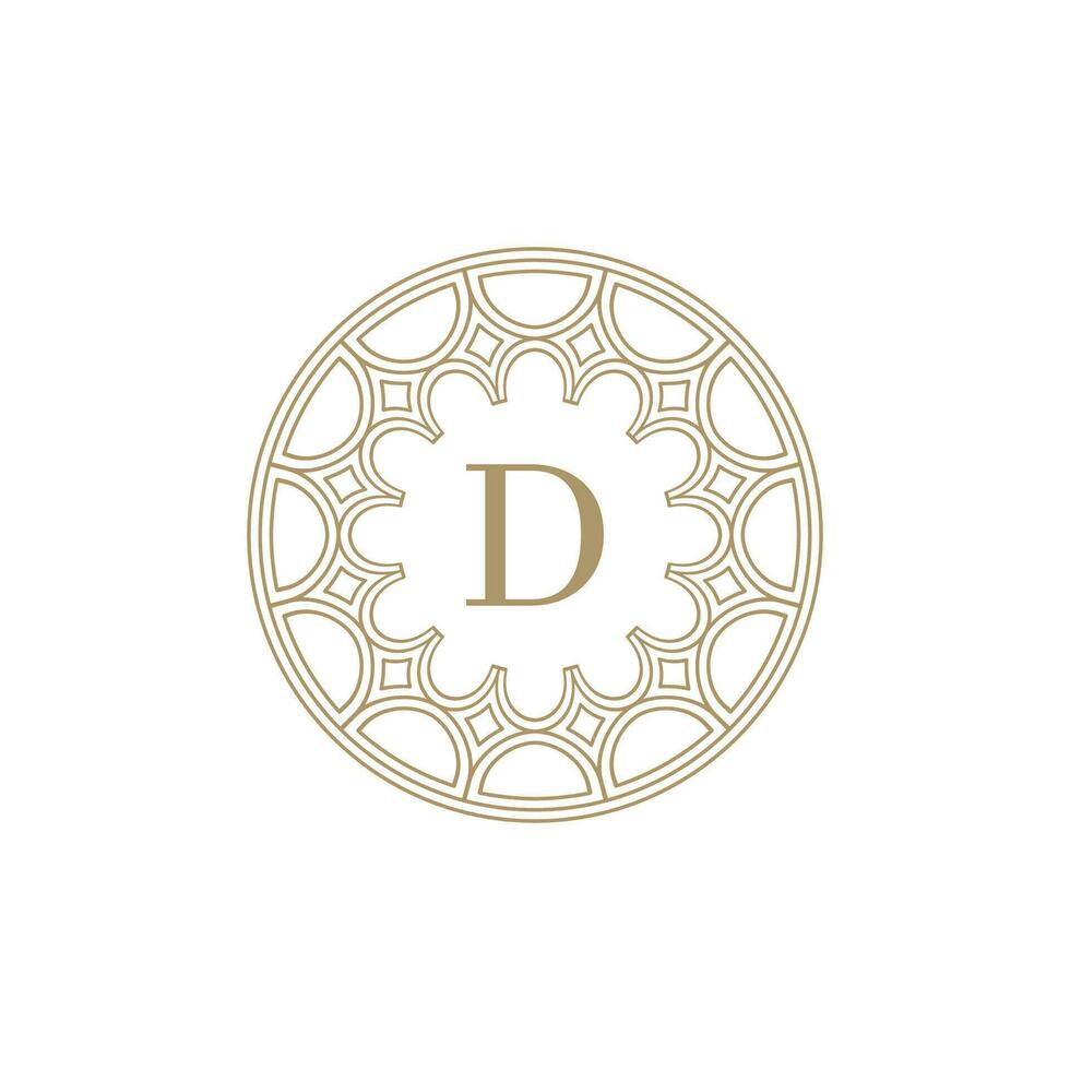 inicial carta d ornamental emblema quadro, Armação círculo padronizar logotipo vetor