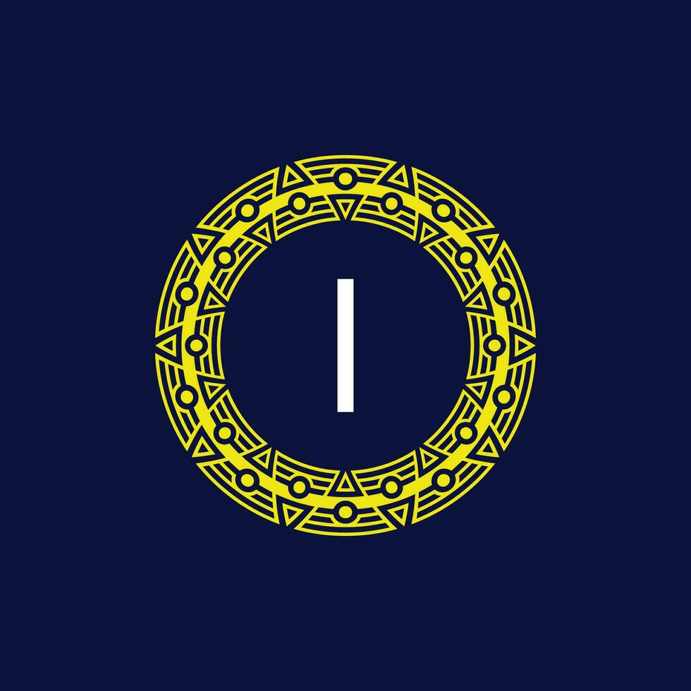 inicial carta Eu futurista círculo padronizar quadro, Armação emblema logotipo vetor