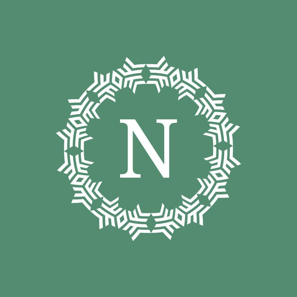 inicial carta n ornamental futurista círculo padronizar quadro, Armação emblema logotipo vetor