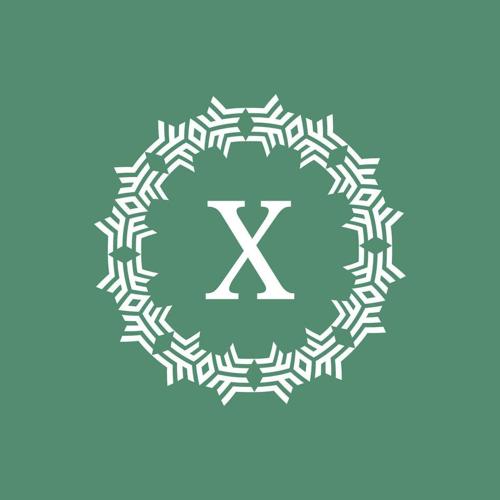 inicial carta x ornamental futurista círculo padronizar quadro, Armação emblema logotipo vetor