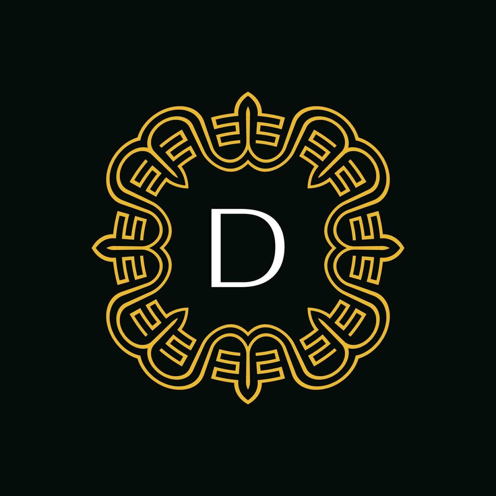 inicial carta d ornamental emblema quadro, Armação círculo padronizar logotipo vetor