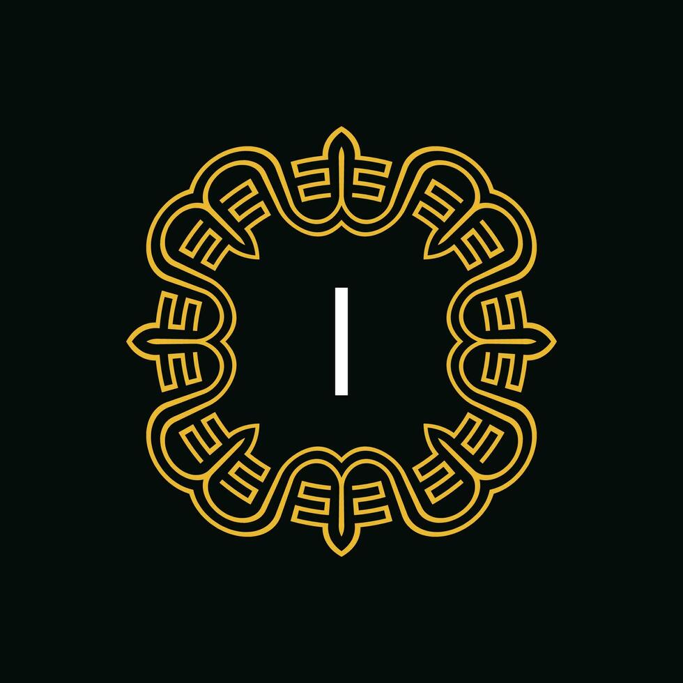 inicial carta Eu ornamental emblema quadro, Armação círculo padronizar logotipo vetor