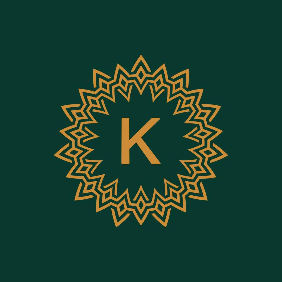 inicial carta k ornamental emblema quadro, Armação círculo padronizar logotipo vetor