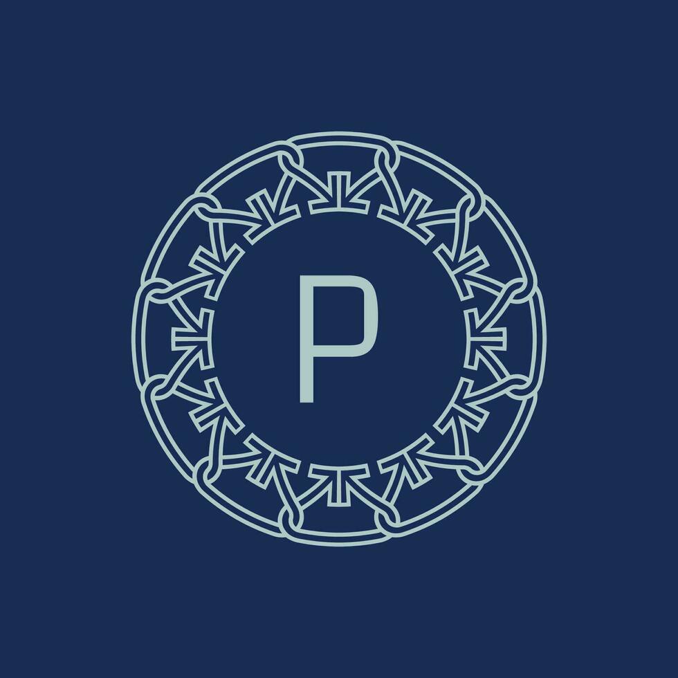 moderno emblema inicial carta p ornamental tribo padronizar circular logotipo vetor