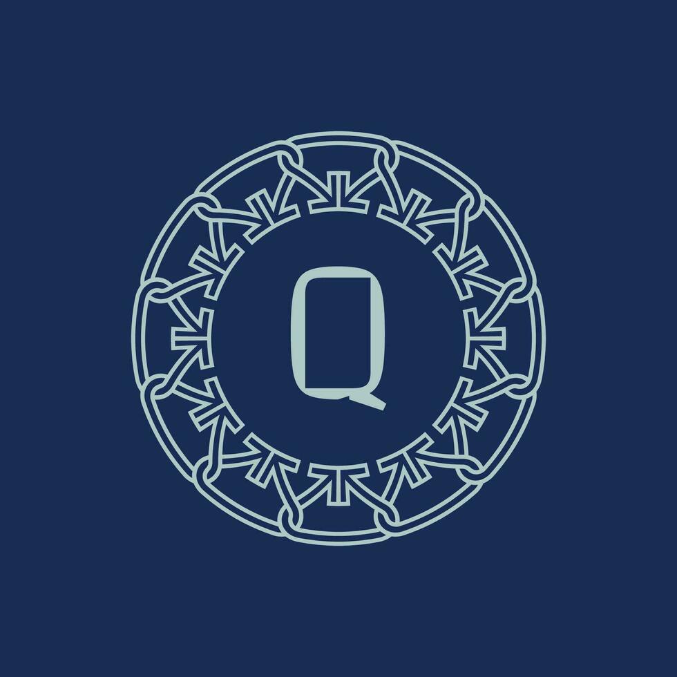 moderno emblema inicial carta q ornamental tribo padronizar circular logotipo vetor