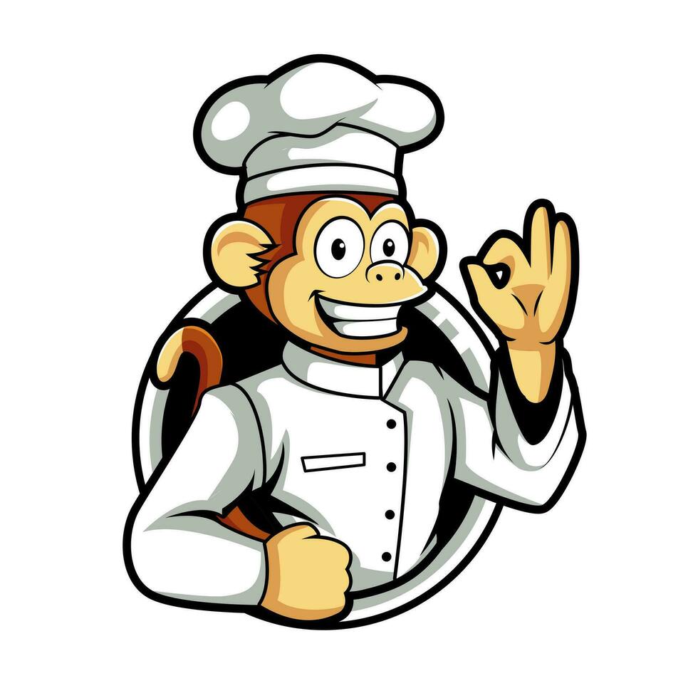 desenho animado chefe de cozinha macaco mascote logotipo vetor