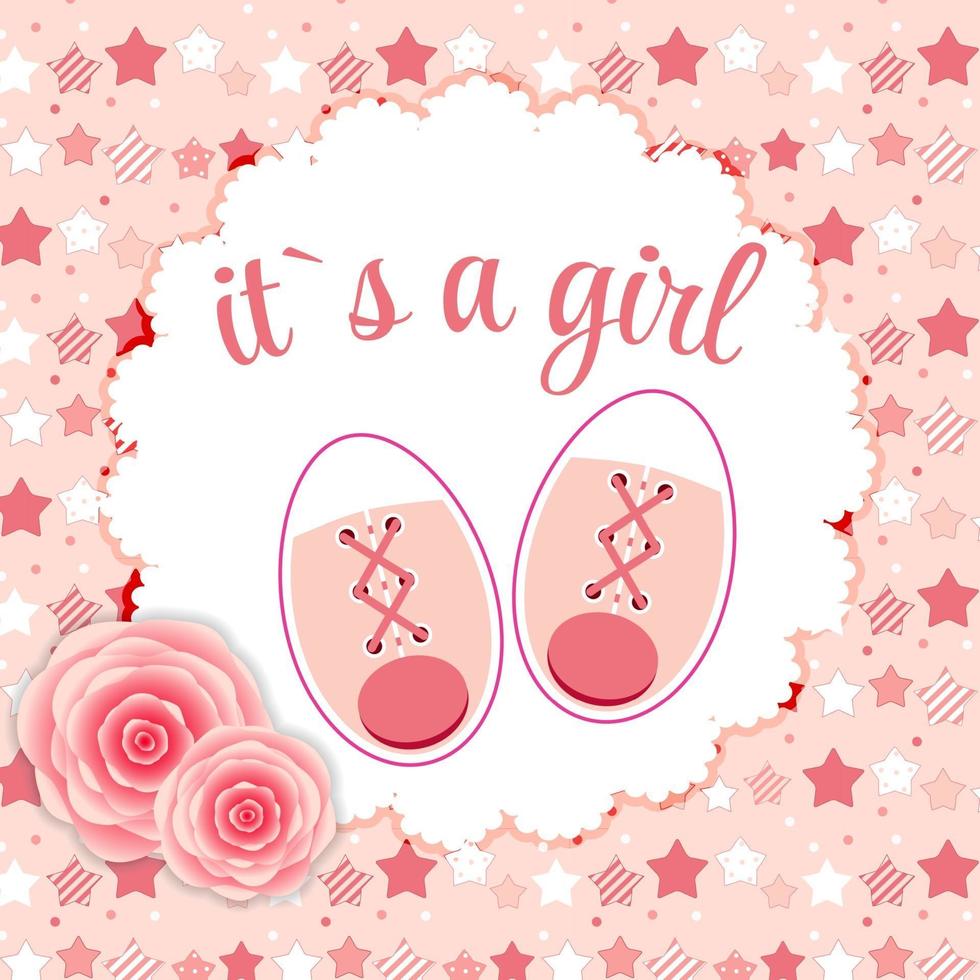 ilustração em vetor de sapatos de bebê rosa para menina recém-nascida