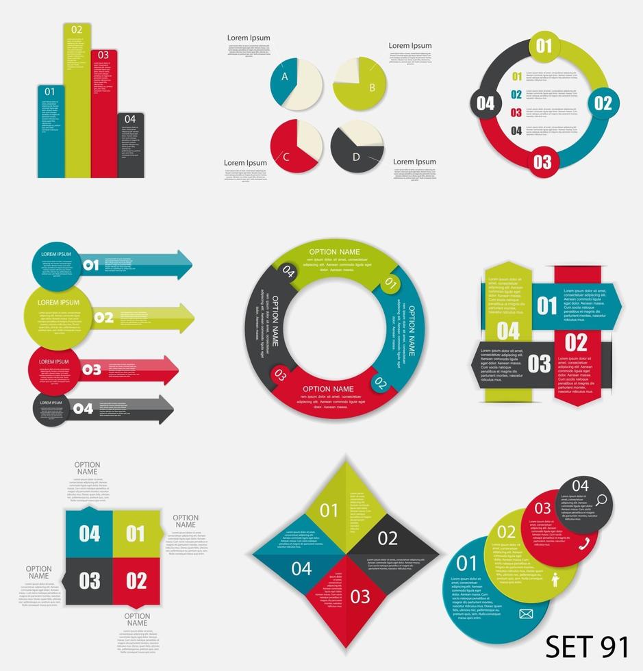 coleção de modelos de infográfico para ilustração vetorial de negócios vetor