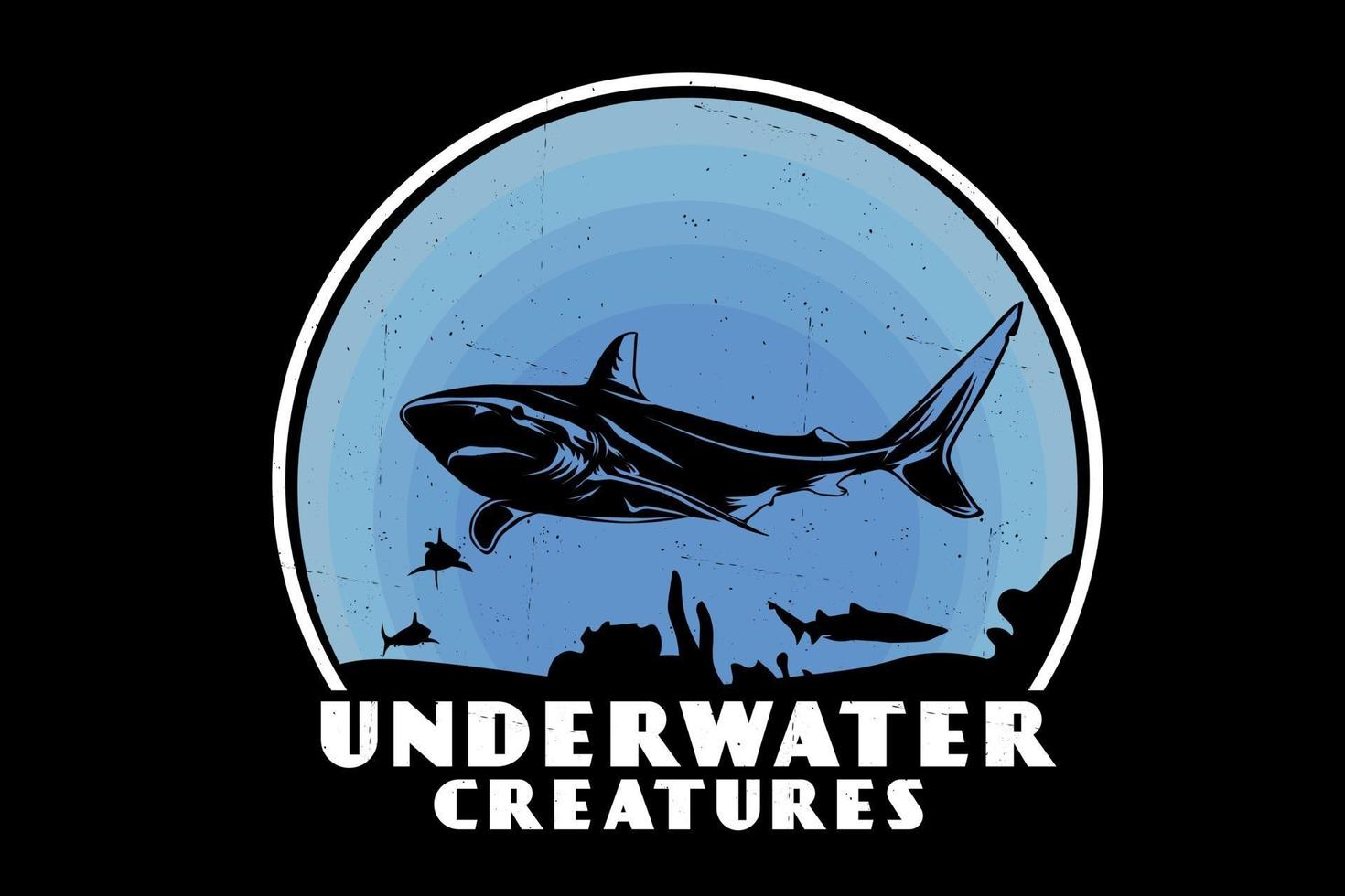 desenho de silhueta de criaturas subaquáticas vetor