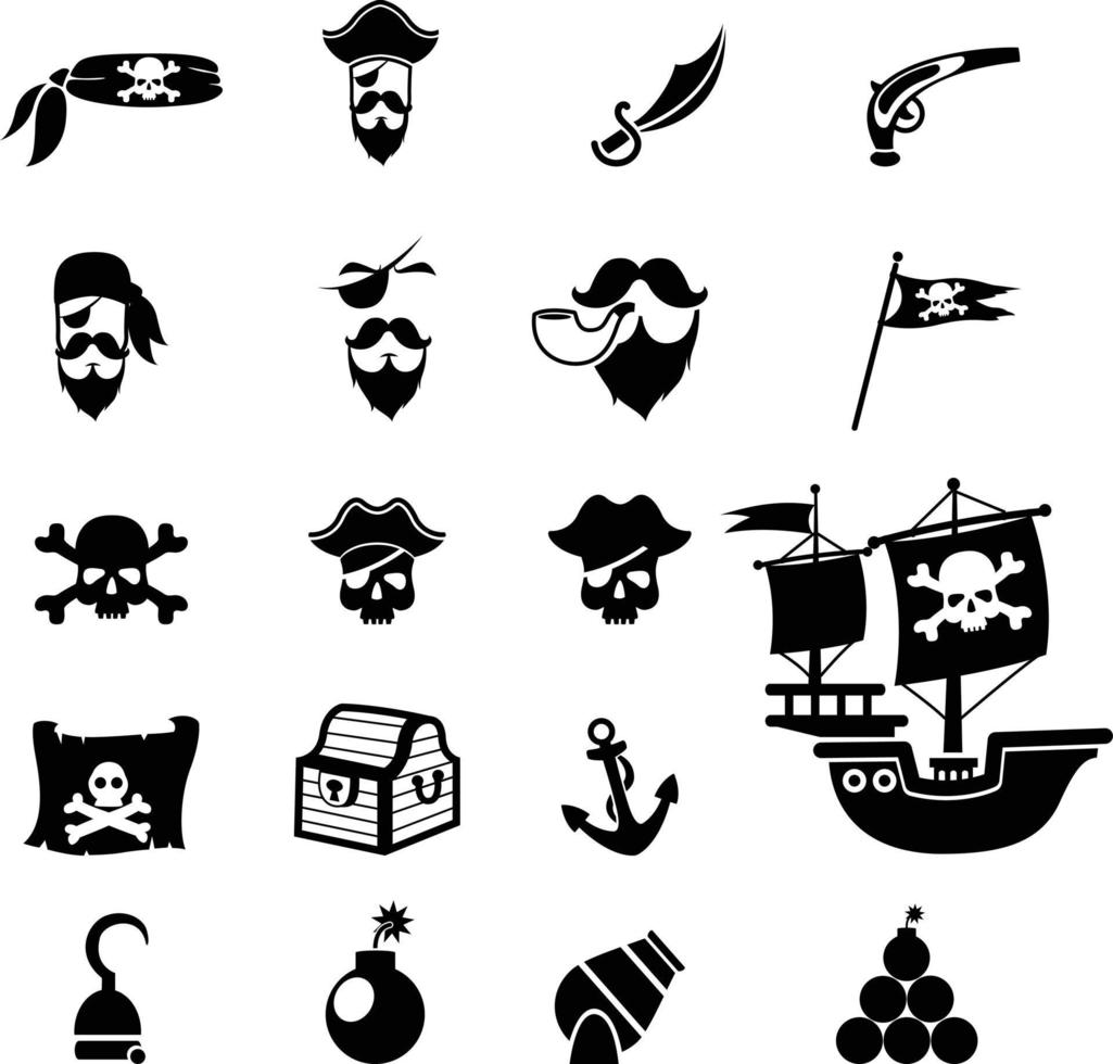 conjunto de ícones de piratas vetor