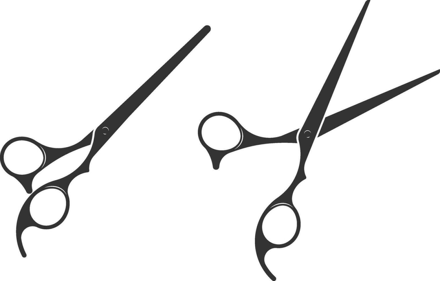 definir ícone de tesoura de corte de cabelo. elemento de design de vetor de tesoura ou modelo de logotipo. silhueta preto e branco isolada.