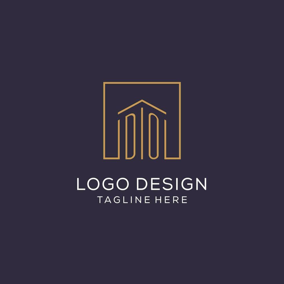 inicial Faz logotipo com quadrado linhas, luxo e elegante real Estado logotipo Projeto vetor