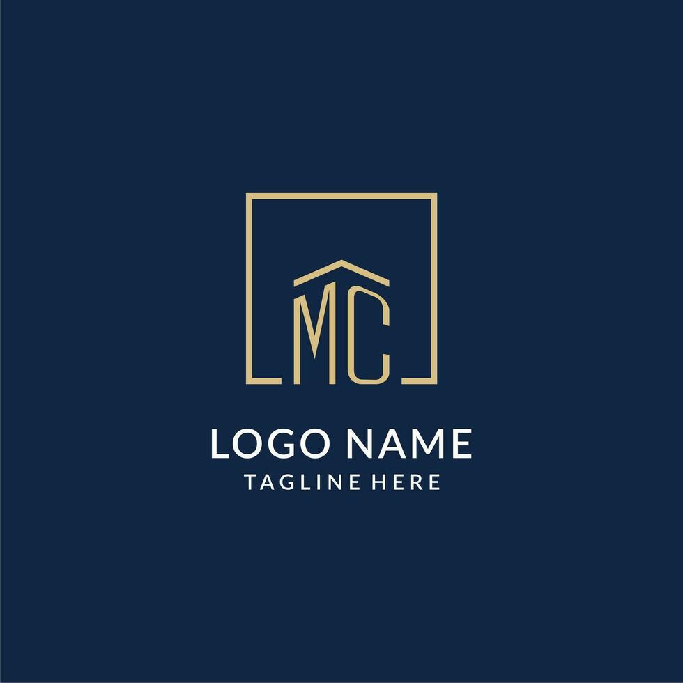 inicial mc quadrado linhas logotipo, moderno e luxo real Estado logotipo Projeto vetor