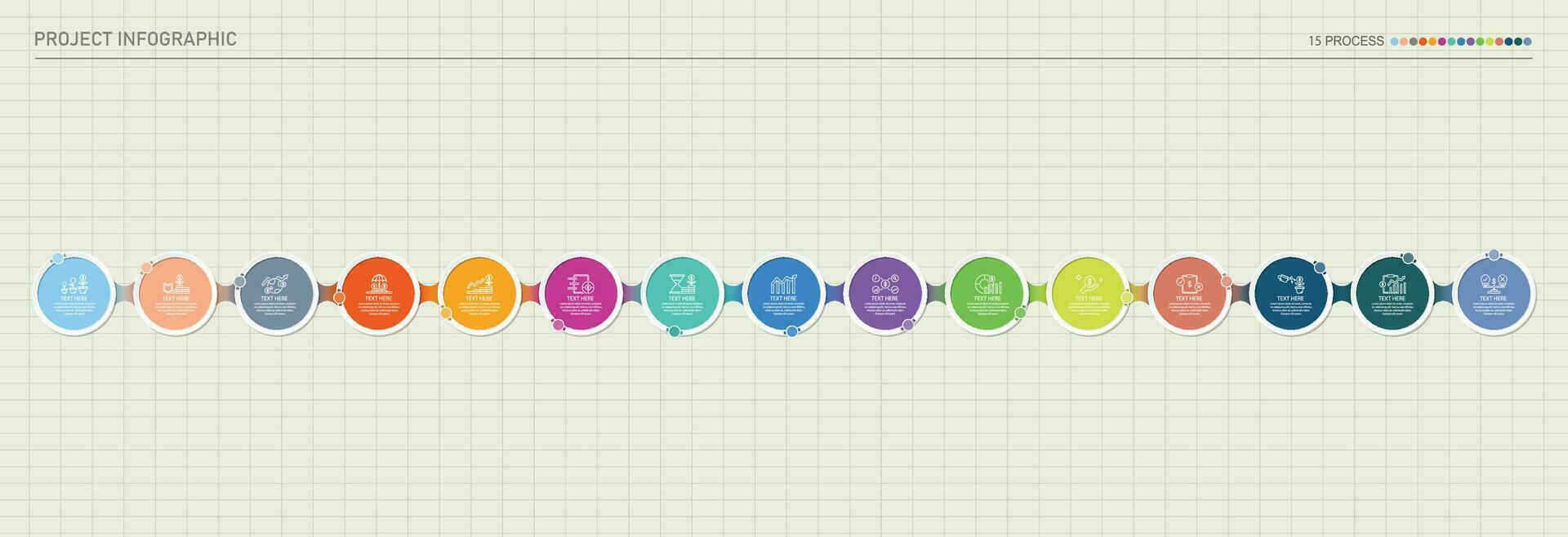 infográfico processo Projeto com ícones e 15 opções ou passos. vetor