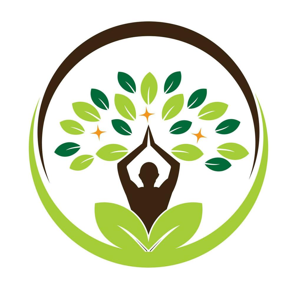 estoque de design de logotipo de ioga. meditação humana em ilustração vetorial de flor de lótus vetor