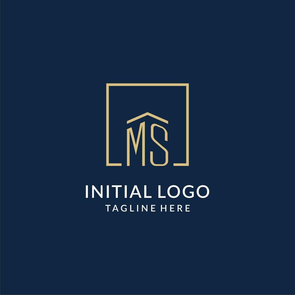 inicial em quadrado linhas logotipo, moderno e luxo real Estado logotipo Projeto vetor