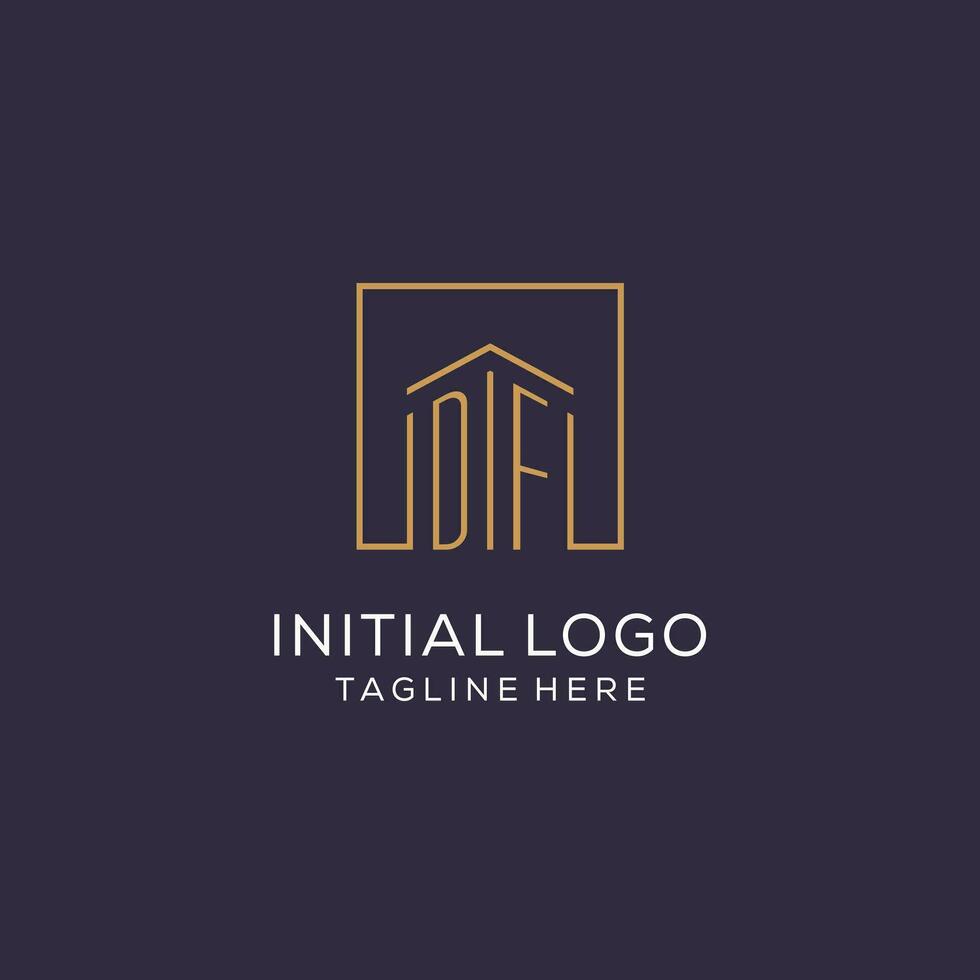 inicial df logotipo com quadrado linhas, luxo e elegante real Estado logotipo Projeto vetor