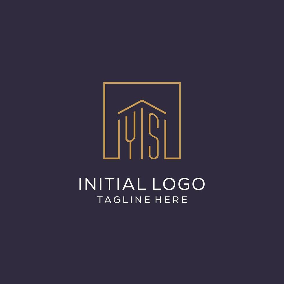 inicial sim logotipo com quadrado linhas, luxo e elegante real Estado logotipo Projeto vetor