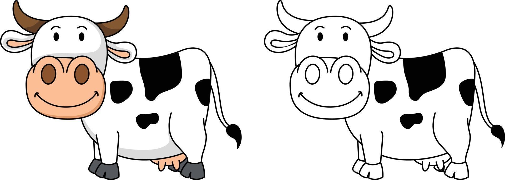 ilustração de livro de colorir educacional - vaca vetor