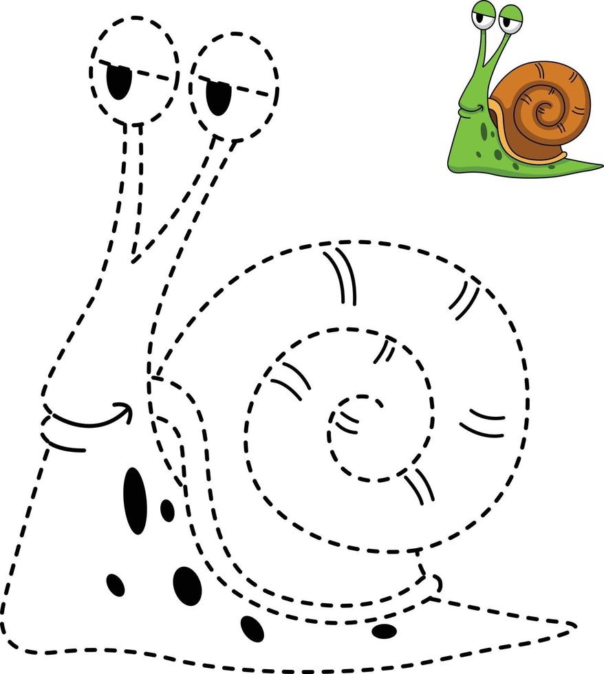 ilustração de jogo educativo para crianças e livro de colorir-caracol vetor