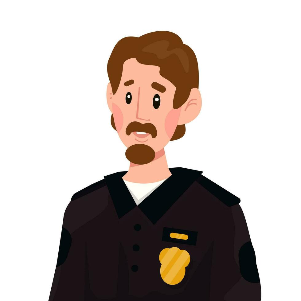 vetor plano ilustração do avatar do policial, costumes Policial, segurança ao controle cara.
