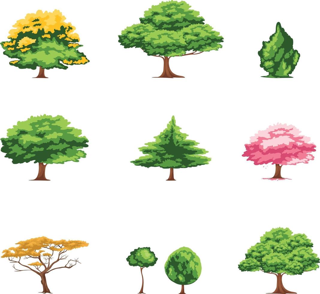 ilustração de vetor de conjunto de árvores