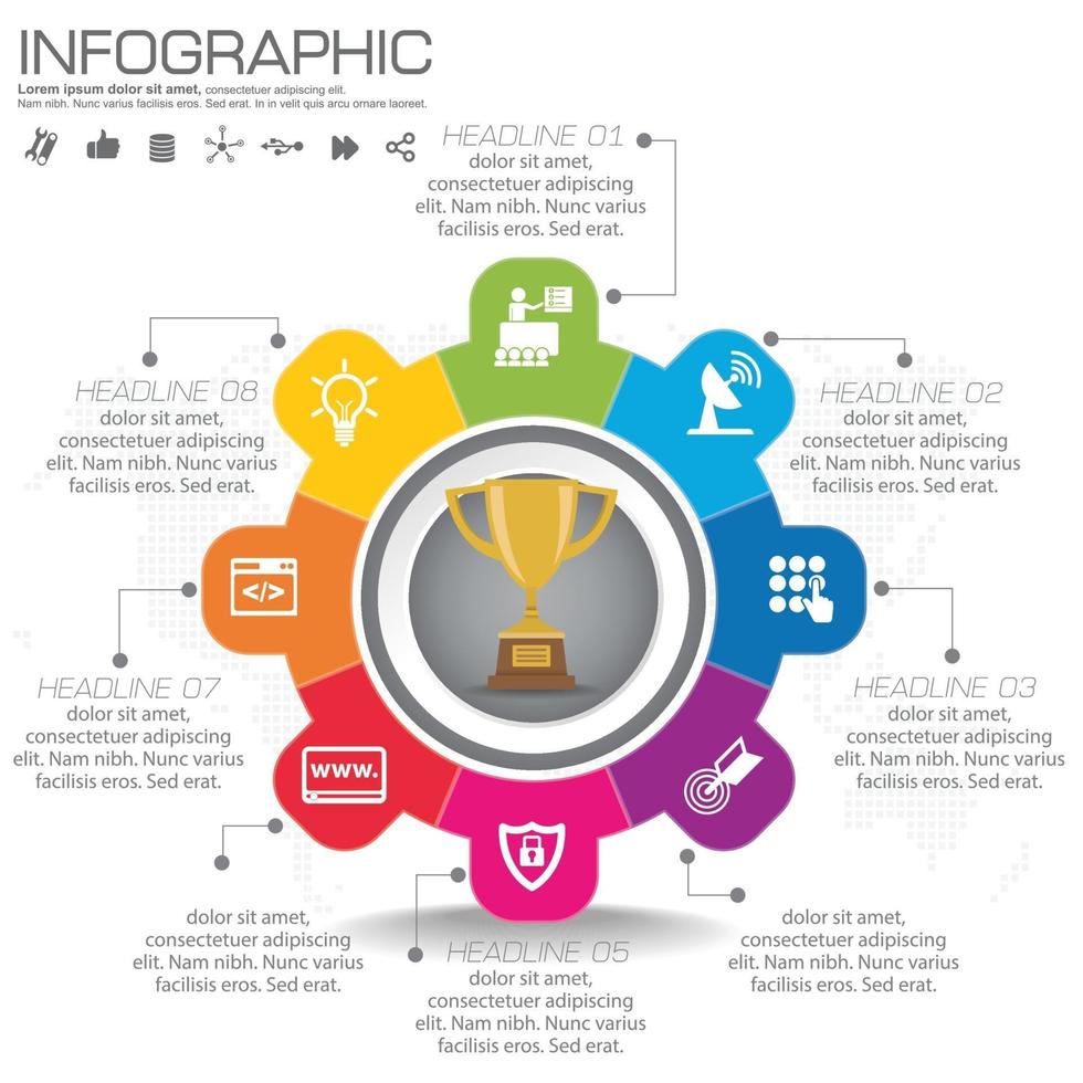 ícones e vetor de design de infográfico podem ser usados para fluxo de trabalho.