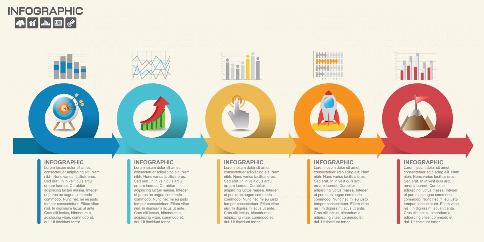 ícones e vetor de design de infográfico podem ser usados para fluxo de trabalho.