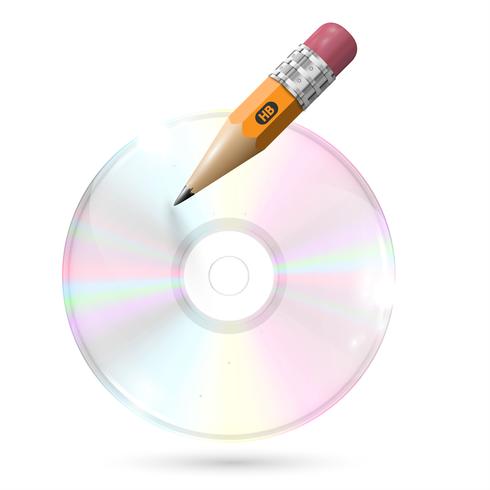 CD / DVD com lápis sobre fundo branco, ilustração vetorial vetor