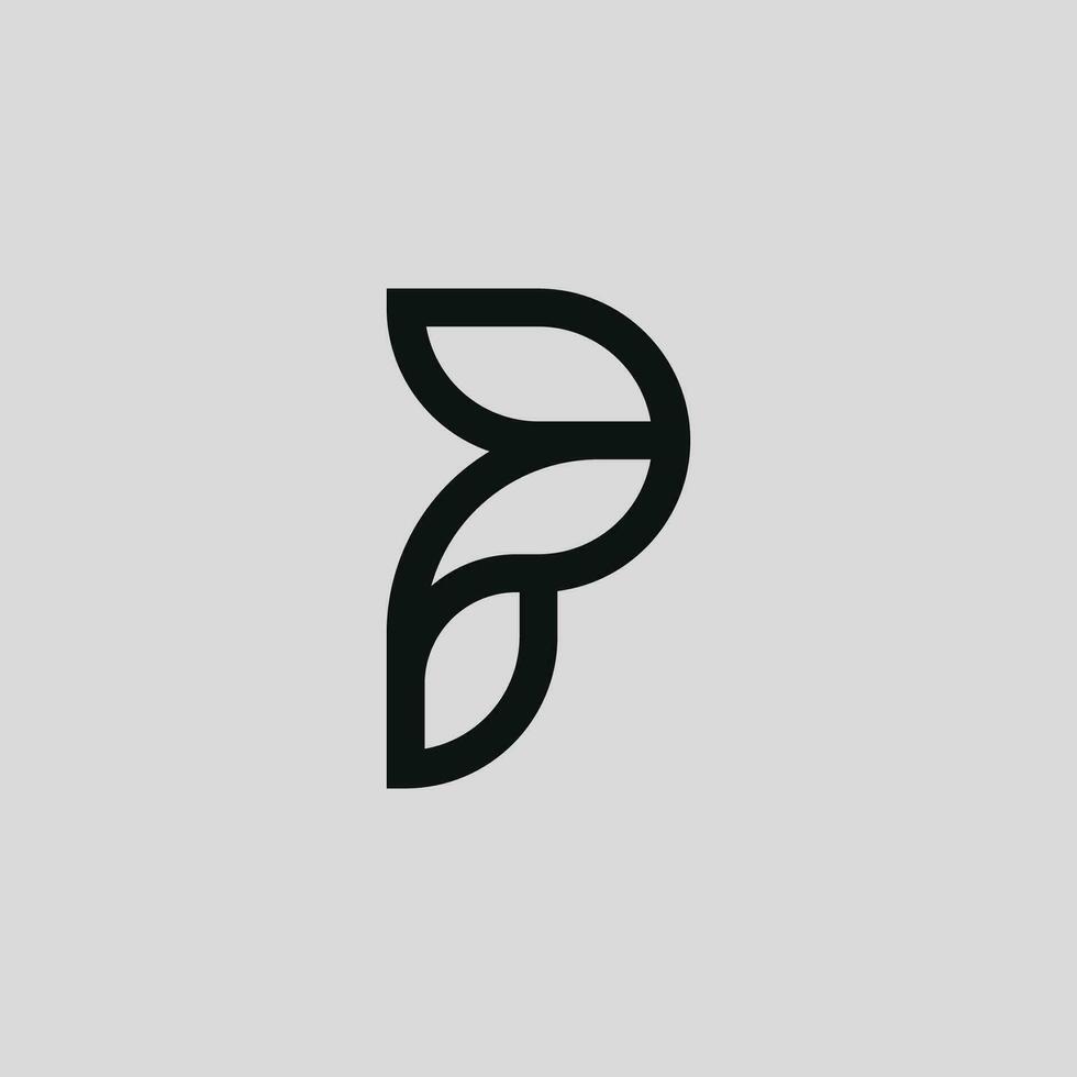 minimalista carta p logotipo vetor