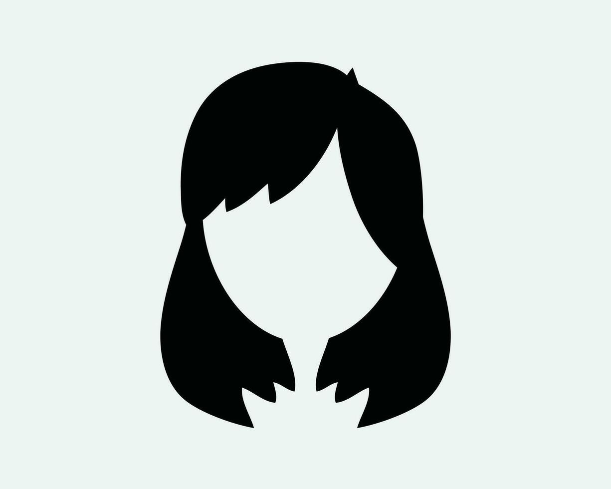 mulheres ícone fêmea menina senhora face cabeça cabelo Penteado em branco humano perfil silhueta personagem Preto branco esboço linha forma placa símbolo eps vetor