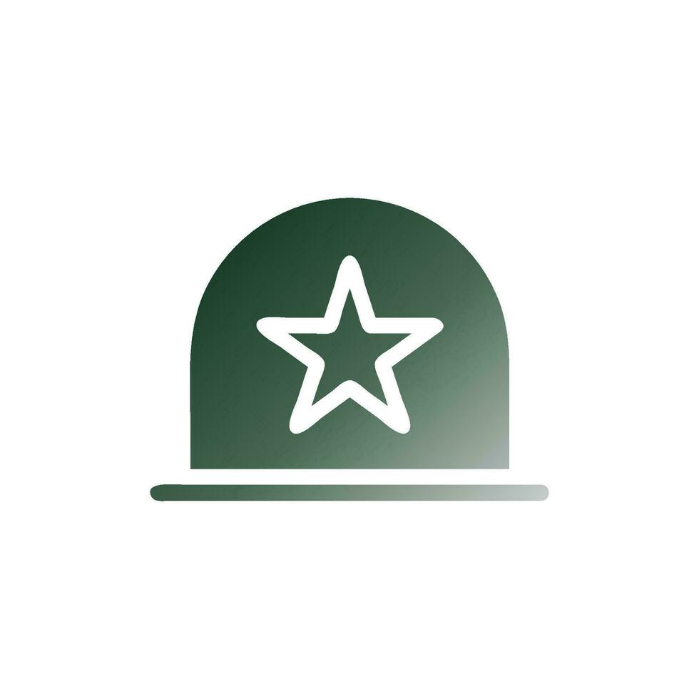 capacete ícone sólido gradiente verde branco cor militares símbolo perfeito. vetor