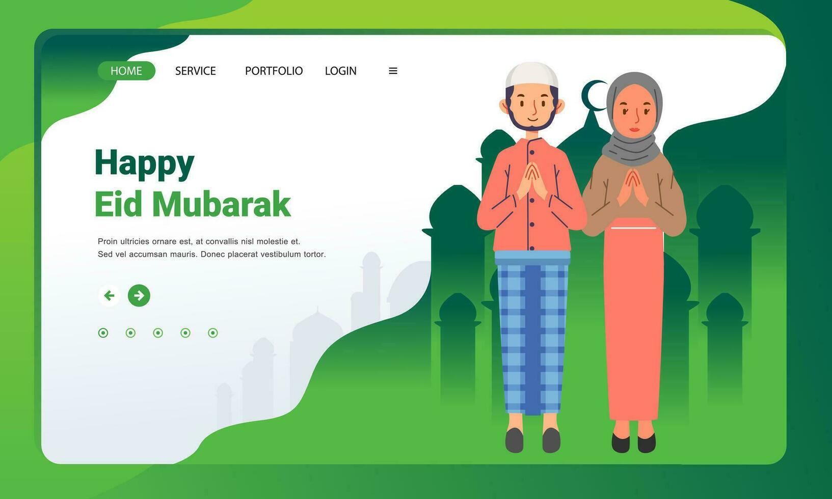eid Mubarak Ramadhan cumprimento homem e mulher se desculpando tradição aterrissagem página bandeira vetor