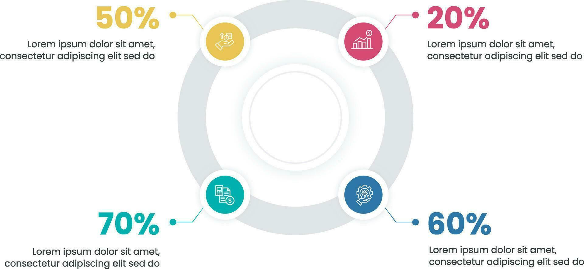 quatro círculo infográfico moderno Projeto vetor