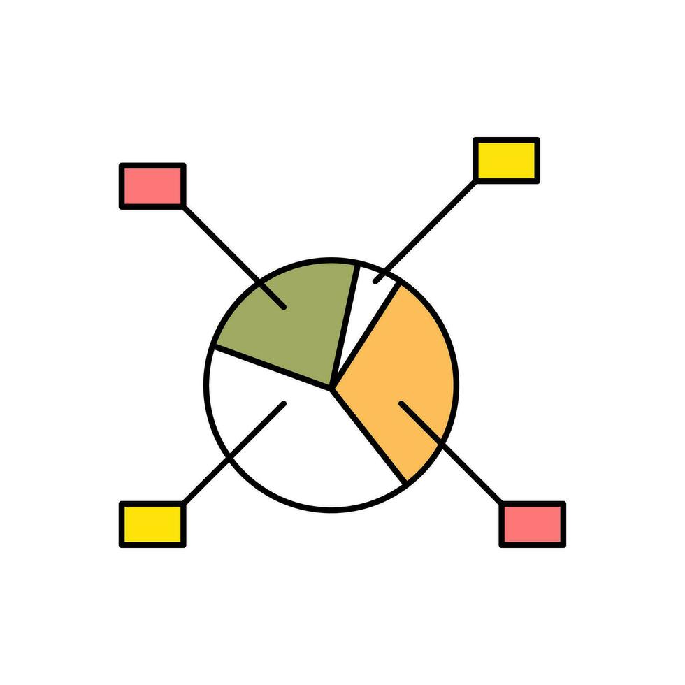 torta gráfico colorida diagrama infográfico conceito cor fino linha. vetor