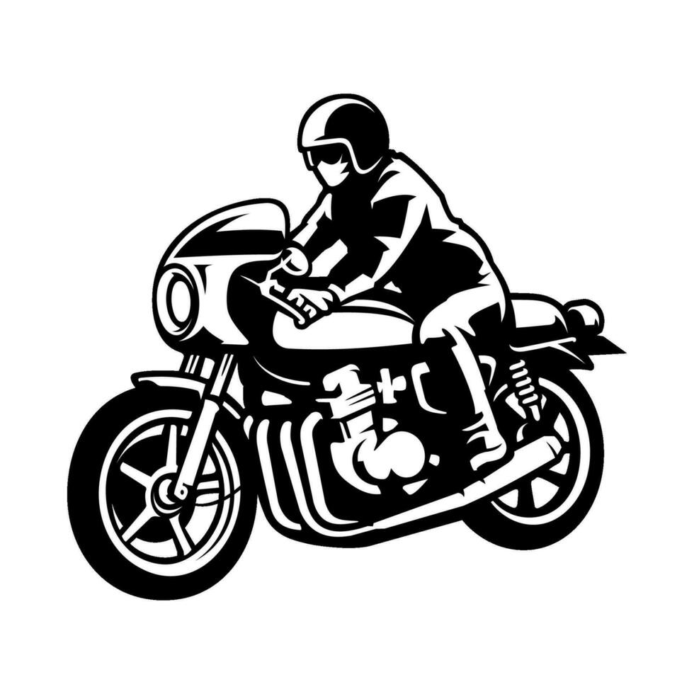 motocicleta e motociclista silhueta ilustração vetor