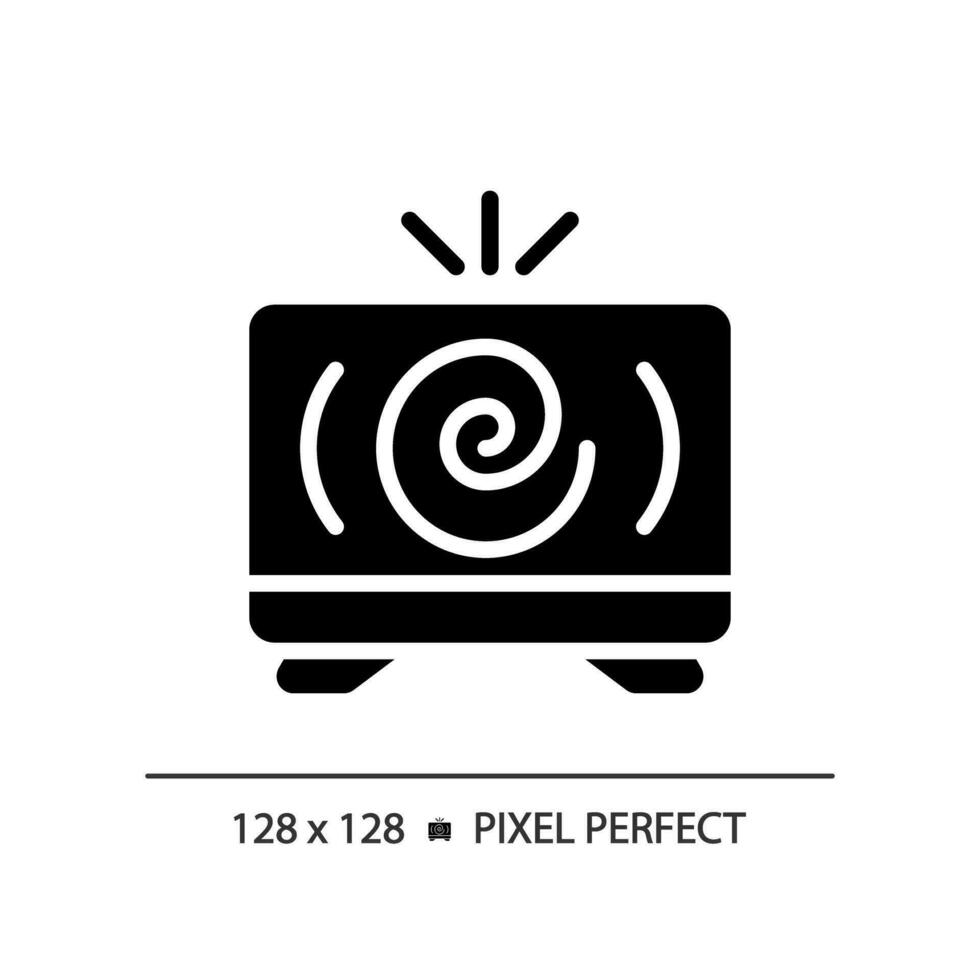 2d pixel perfeito glifo estilo televisão notícia ícone, isolado vetor, fino linha ilustração representando jornalismo. vetor