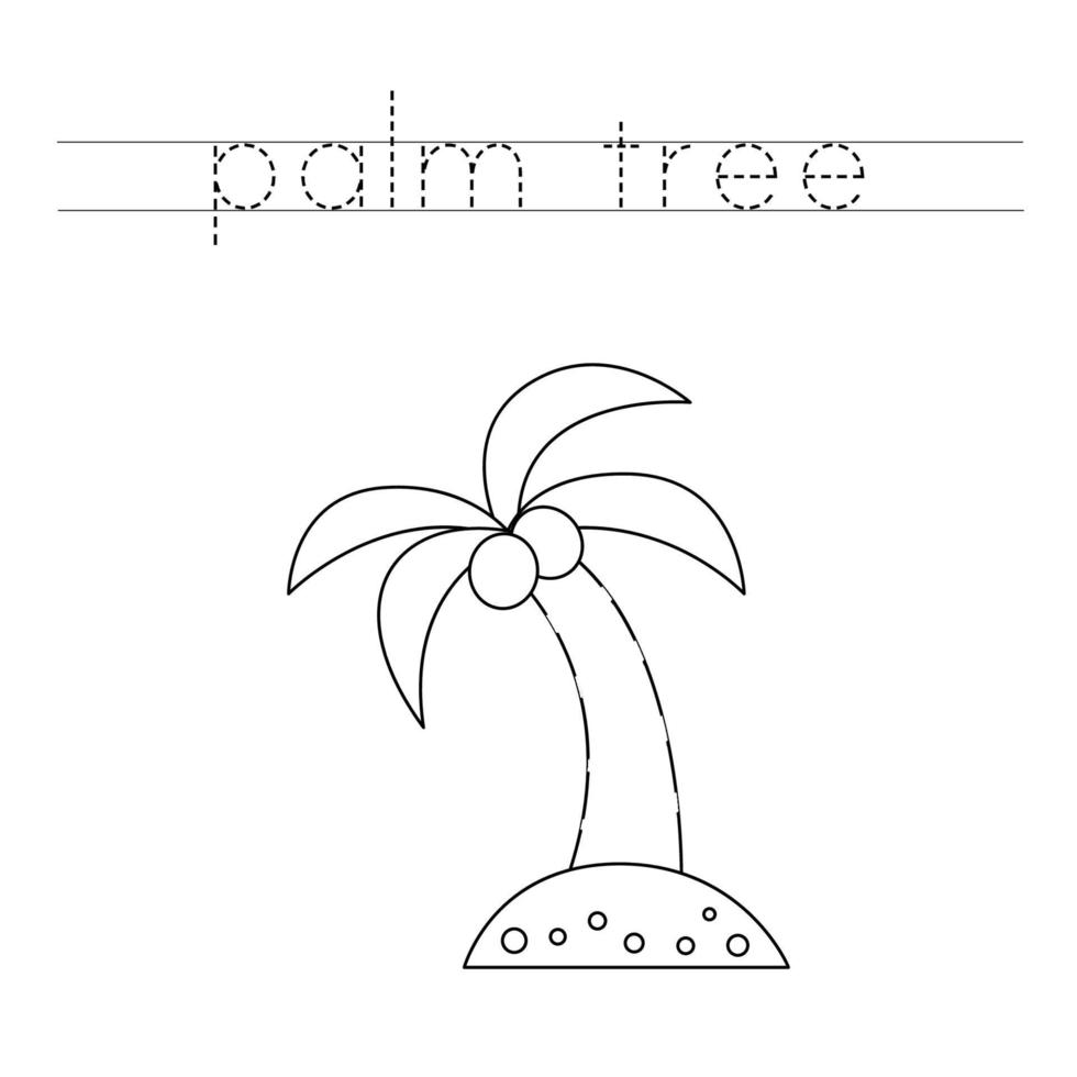 trace a palavra e pinte a palmeira. vetor