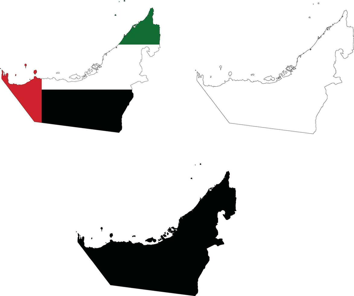 Unidos árabe Emirados mapa ícone. Unidos árabe Emirados mapa clipart. Unidos árabe Emirados bandeira mapa assinar.united árabe Emirados contorno. plano estilo. vetor