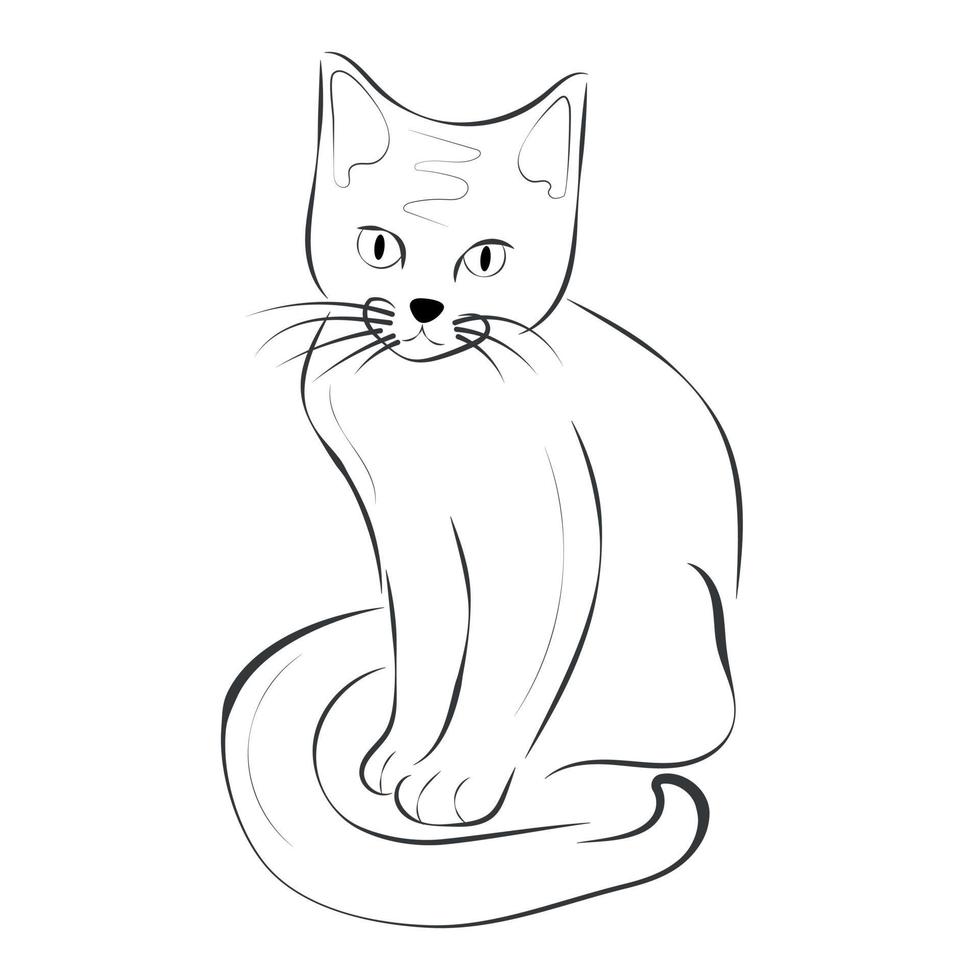 Arte de linha de casal de gatos para colorir página esboço desenhado à mão  de gato casal de gatos esboço desenho de gato