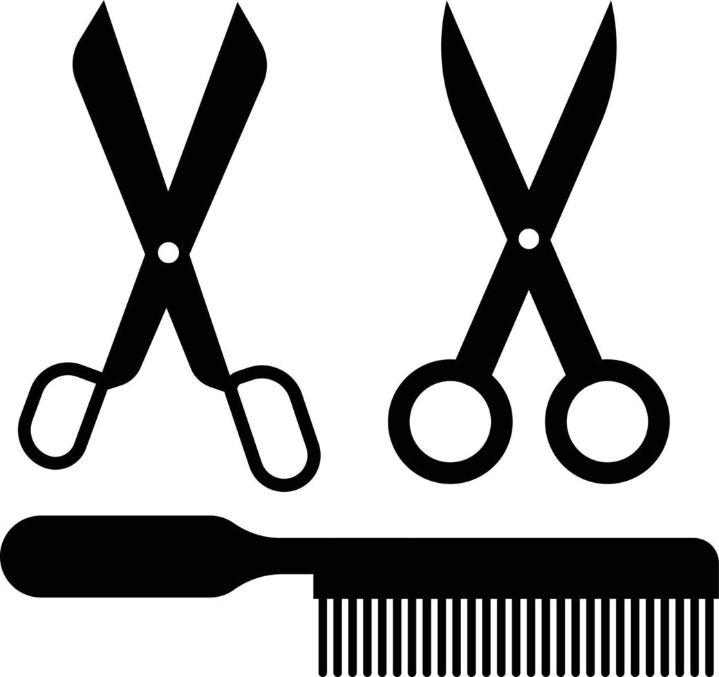 tesoura, escova de cabelo, salão, ícones de cabelo vetor